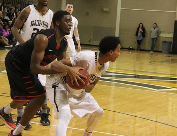 Freshman forward Robert Jones battles for position on the block.