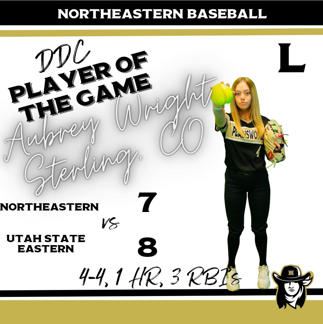 Northeastern Drops A close game to Utah State Eastern in the first of a four game series 7-8
