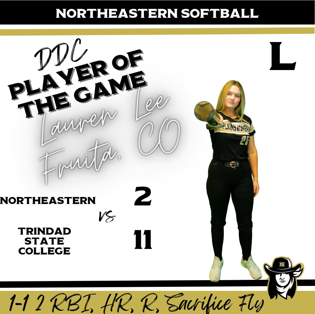 Northeastern Drops Game 1 of The Weekend Series To Trinidad State College11-2 on Saturday