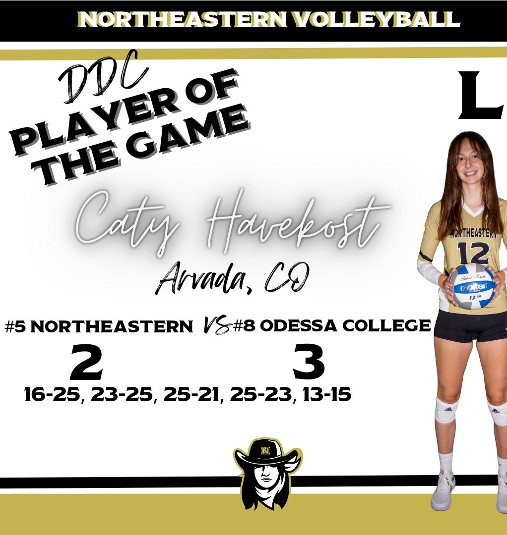 #5 Northeastern Drops First Match of the Season to #8 Odessa College in 5 Sets